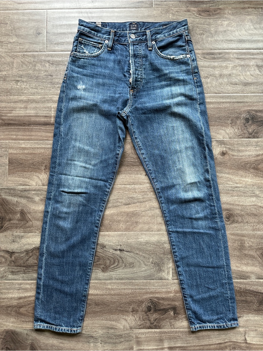 Citizens Of Humanity Liya 100% Cotton Blue High Rise Classic Fit Crop Jeans